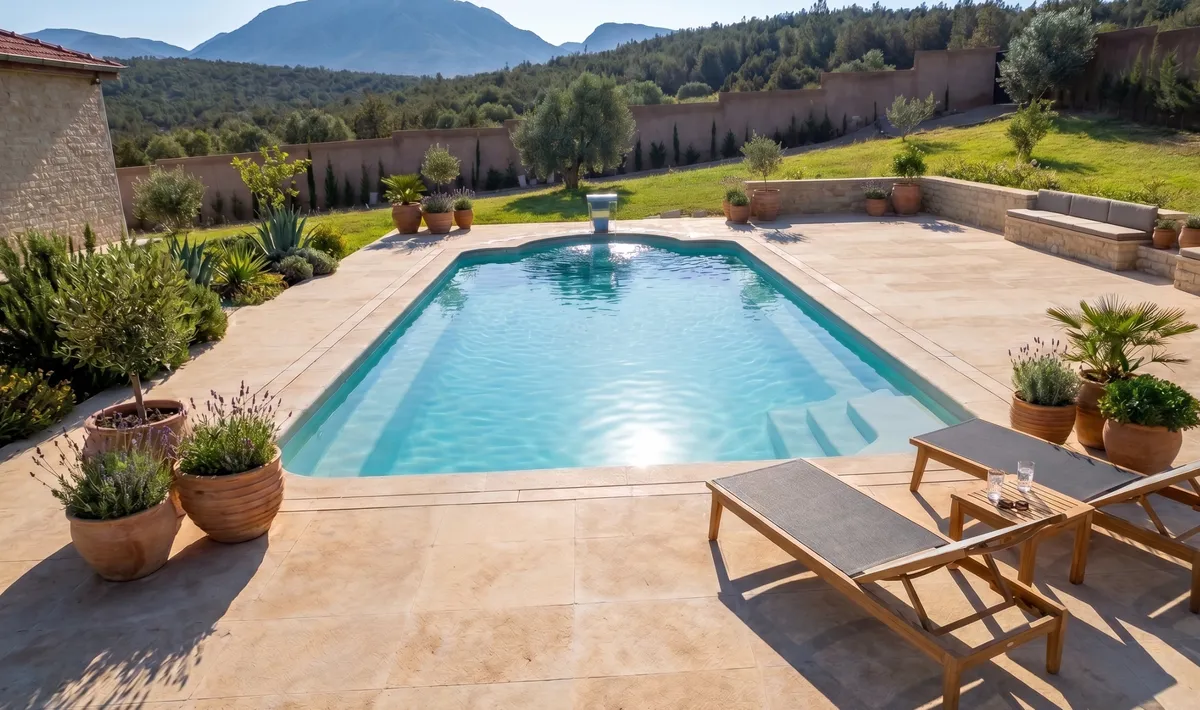 Piscine polyester sur mesure avec vue sur la montagne